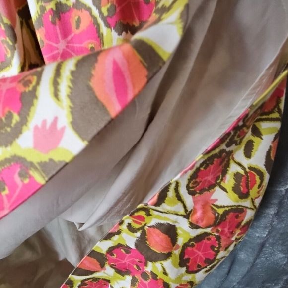 Boden sz 14 Pink Green empire waist Cotton cap sleeves 39in long - Picture 12 of 16